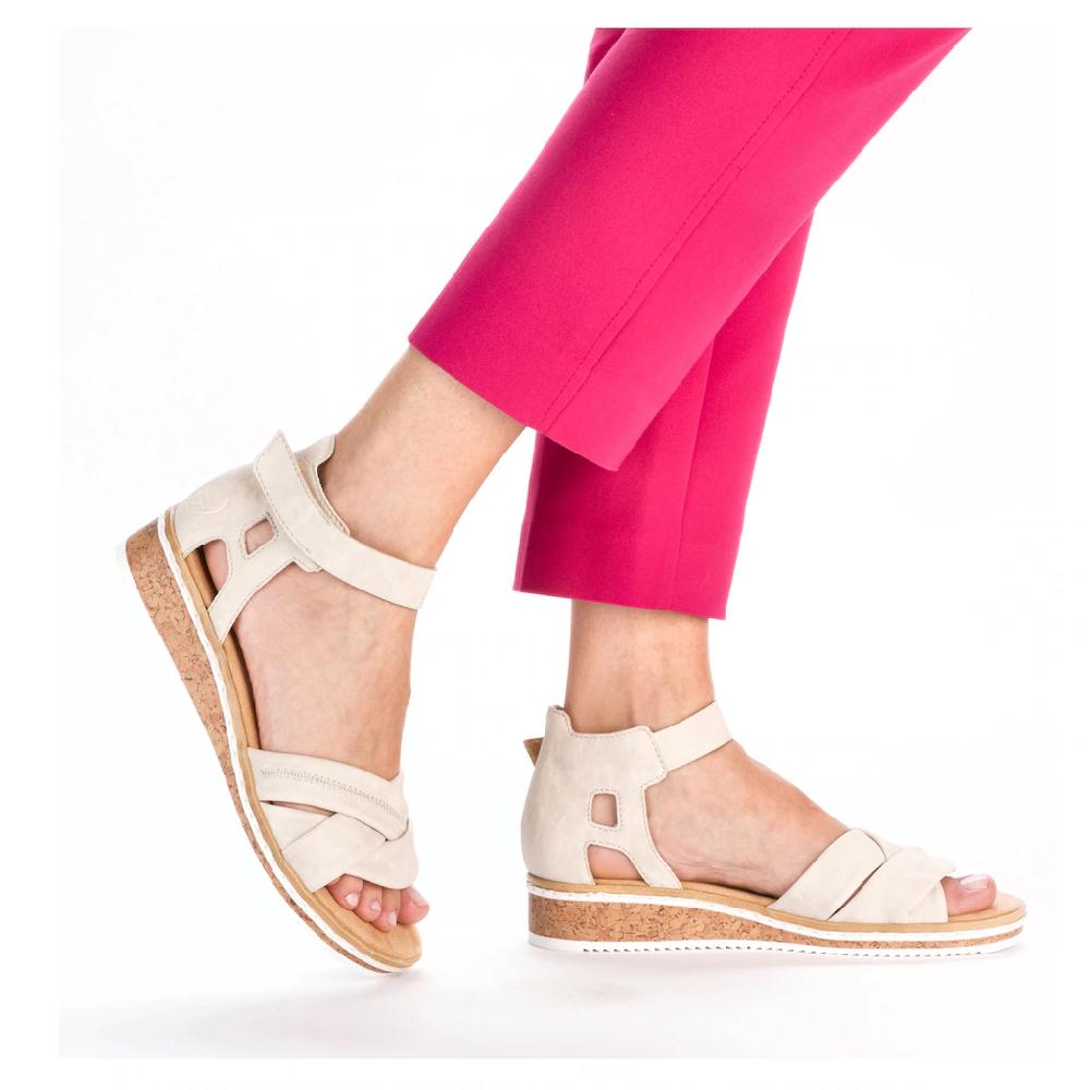 Rieker Sandalette Sandale Sommerschuh Klettschuh Keilabsatz geschlossene Ferse Super Sparpreis