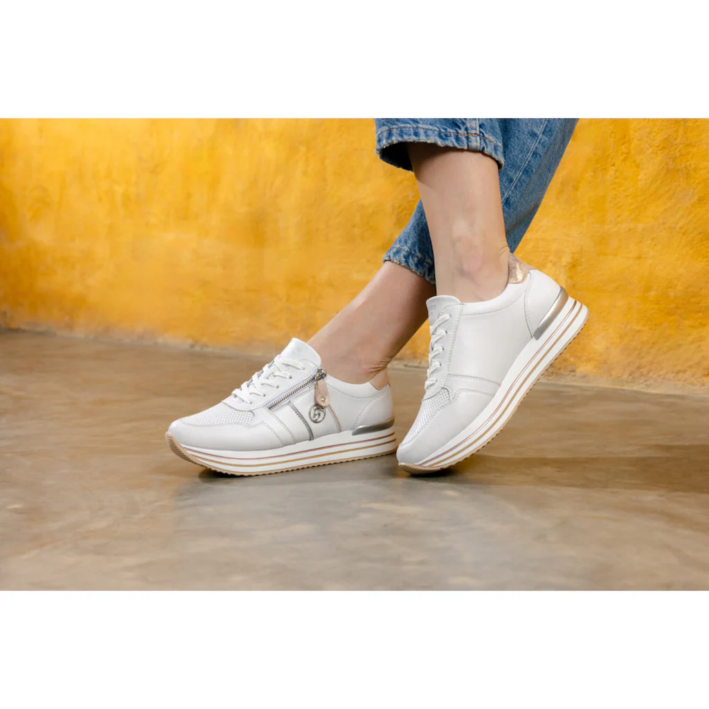 Remonte Plateausneaker Freizeitschuh Halbschuh Schnürschuh mit seitlichem Reißverschluss ▷ für Auslauf