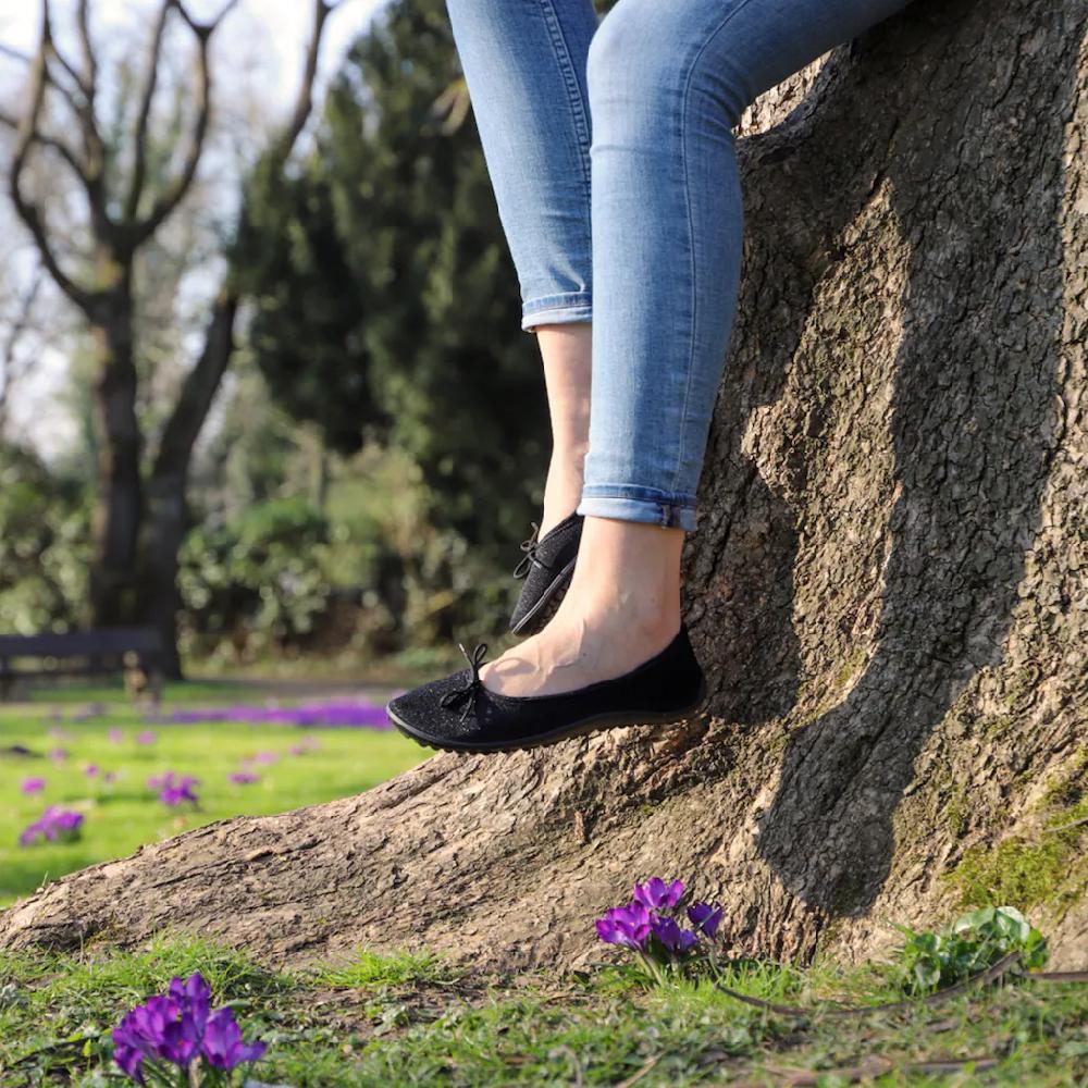Leguano Barfußschuh »TANGO« Ballerina Slipper Bequemschuh mit Zierschleife und Glitzer online bestellen Kauf eins, bekomm eins gratis
