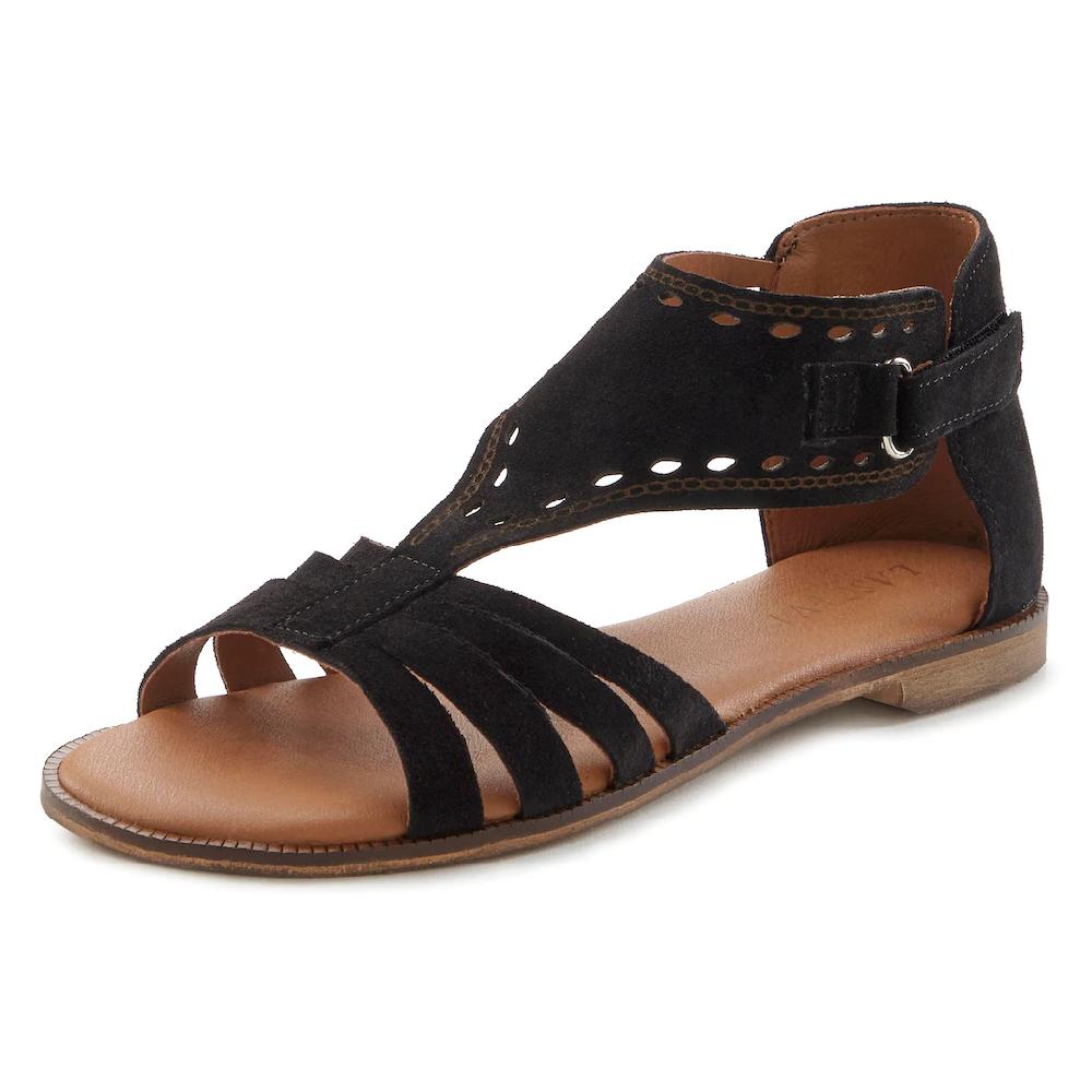 LASCANA Sandale Sandalette Sommerschuh aus hochwertigem Leder mit kleinen Cut-Outs Fabrikladen