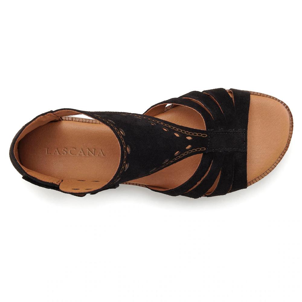 LASCANA Sandale Sandalette Sommerschuh aus hochwertigem Leder mit kleinen Cut-Outs Fabrikladen