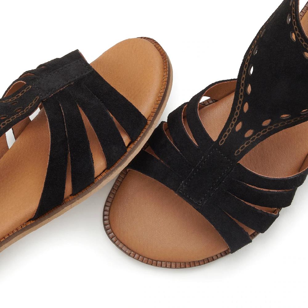 LASCANA Sandale Sandalette Sommerschuh aus hochwertigem Leder mit kleinen Cut-Outs Fabrikladen