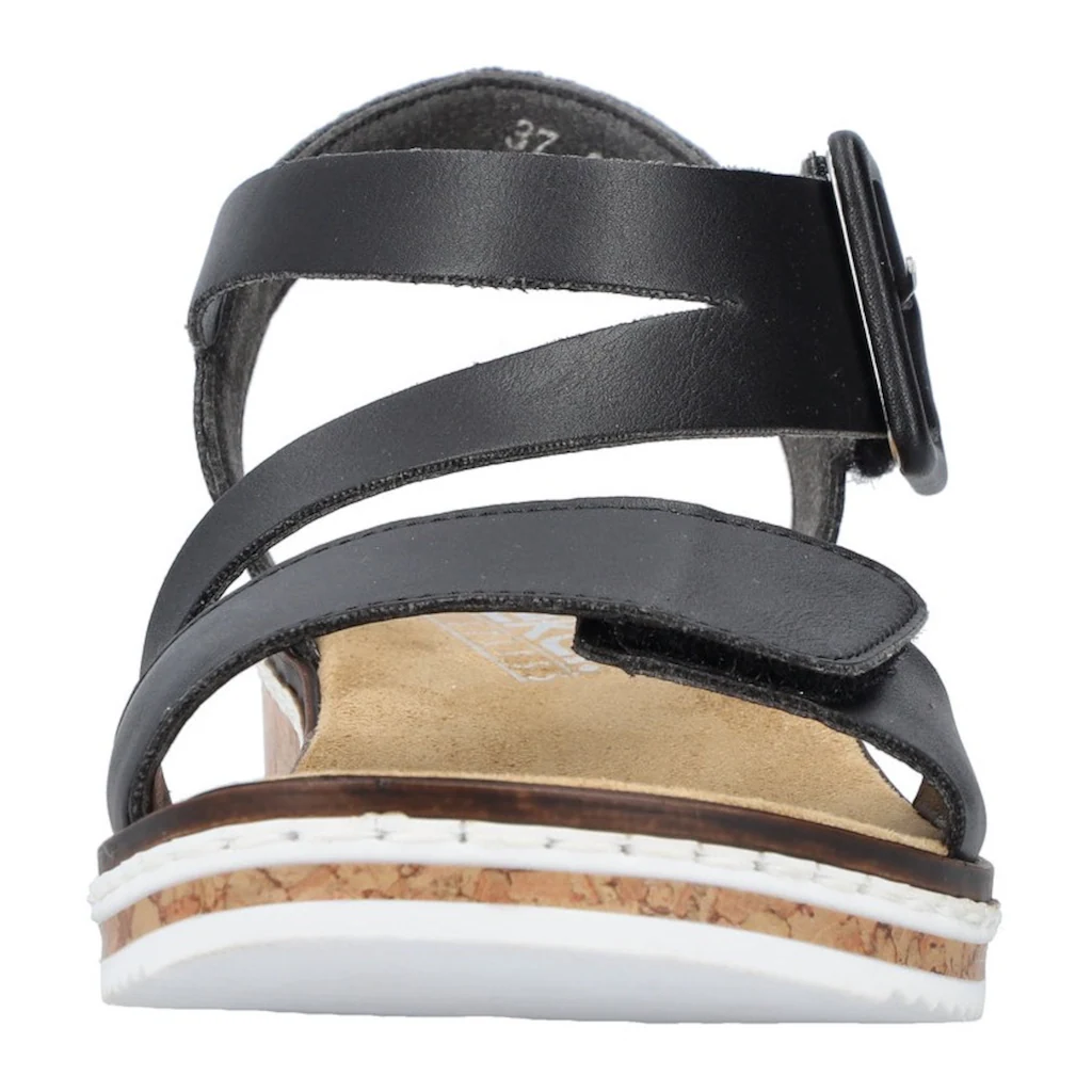 Rieker Riemchensandale Sommerschuh Sandalette Keilabsatz mit asymmetrischem Riemchen online bestellen Nur für heute