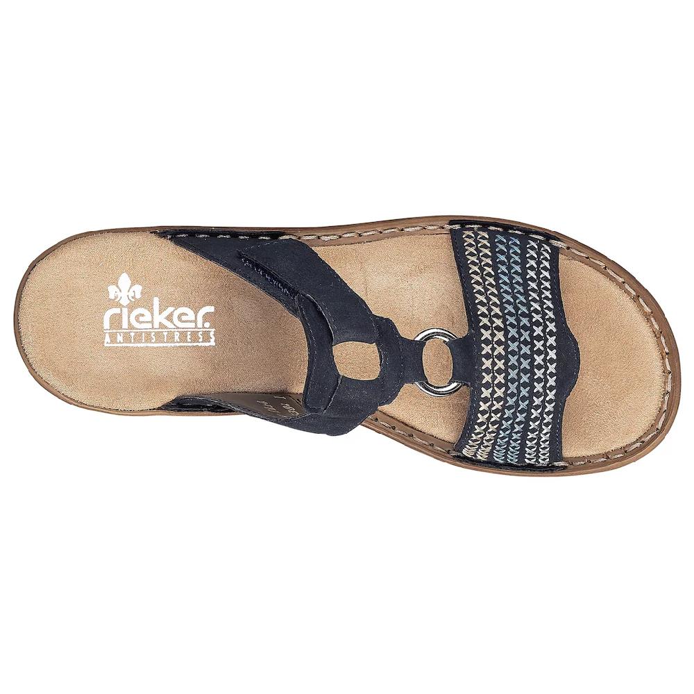 Rieker Pantolette Keilabsatz Sommerschuh Schlappen mit schöner Stickerei online bestellen Online Outlet