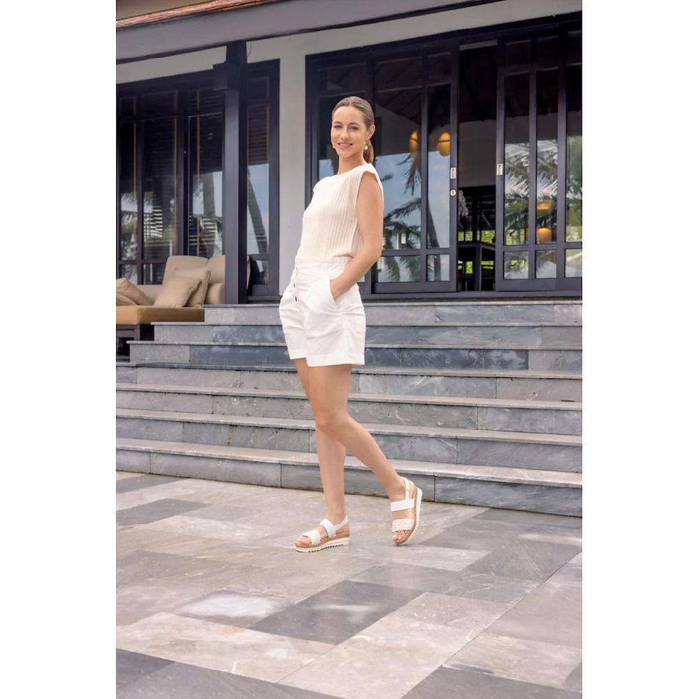 Remonte Keilsandalette »ELLE-Collection« Sommerschuh Sandale Keilabsatz mit Flechtbandage im Metalliclook online bestellen Kauf eins, bekomm eins gratis
