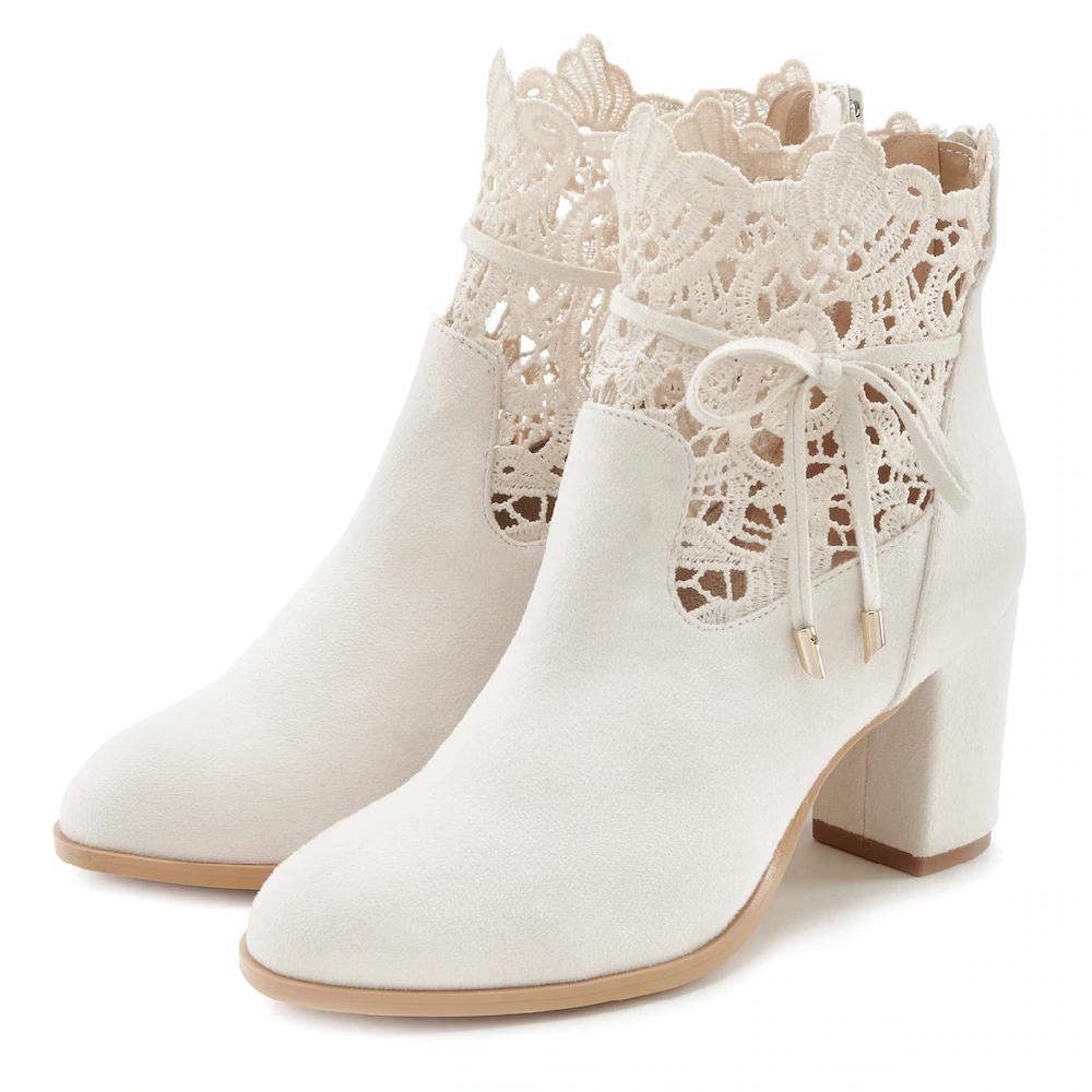 LASCANA High-Heel-Stiefelette »Trachten-Schuh Dirndl-Schuh « mit modischer Spitze und bequemen Blockabsatz Ankle Boot Stiefel online kaufen Riesige Ersparnisse