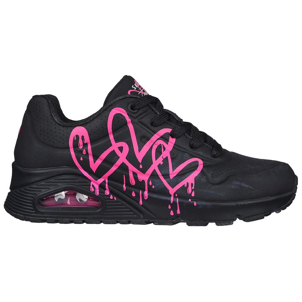 Skechers Sneaker »UNO DRIPPING IN LOVE« mit Herzen-Graffity-Print Freizeitschuh Halbschuh Schnürschuh bestellen Sonderangebot