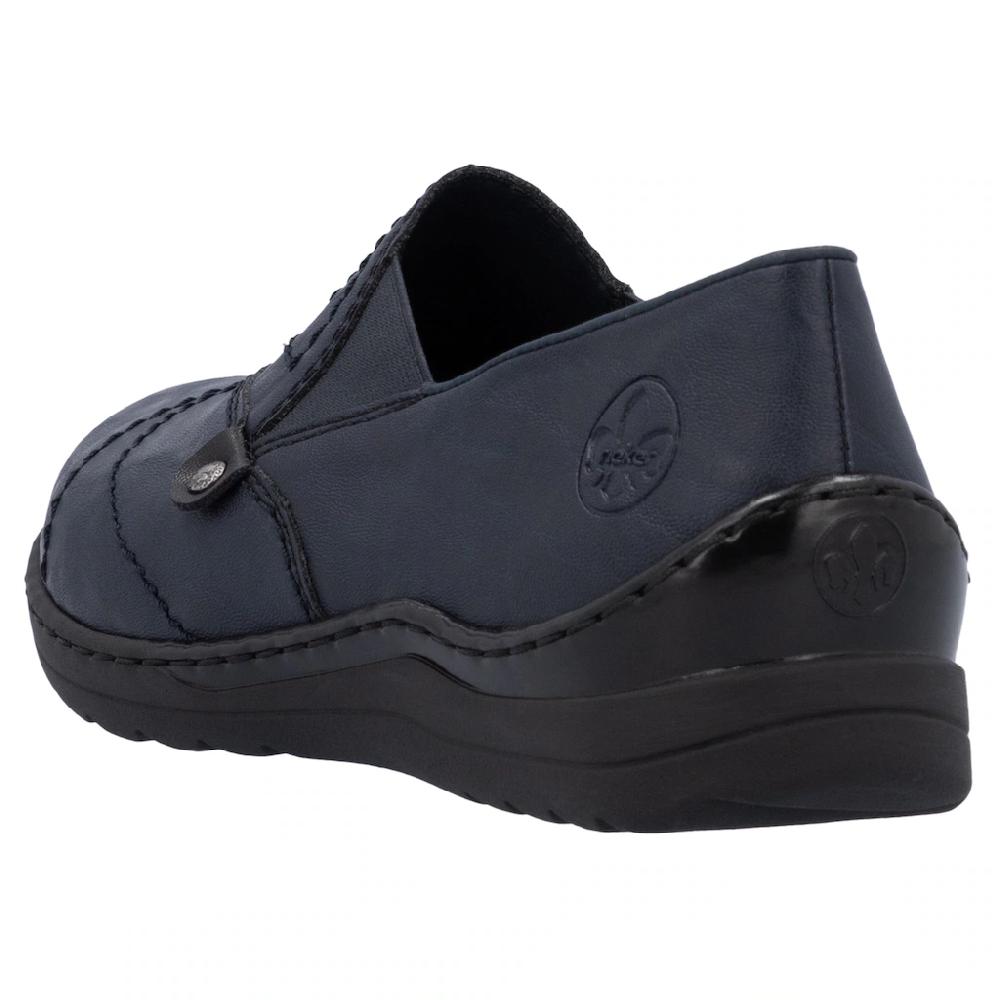 Rieker Slipper Schlupfschuh Halbschuh Slip on mit Stretcheinsatz und Ziersteppung kaufen Tiefpreis