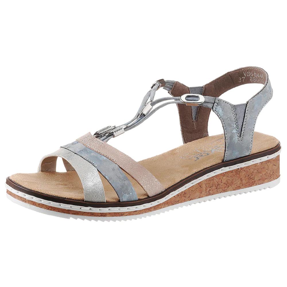 Rieker Riemchensandale Sommerschuh Sandalette Keilabsatz mit dezenter Schmuckverzierung online kaufen Sonderangebot der Fabrik