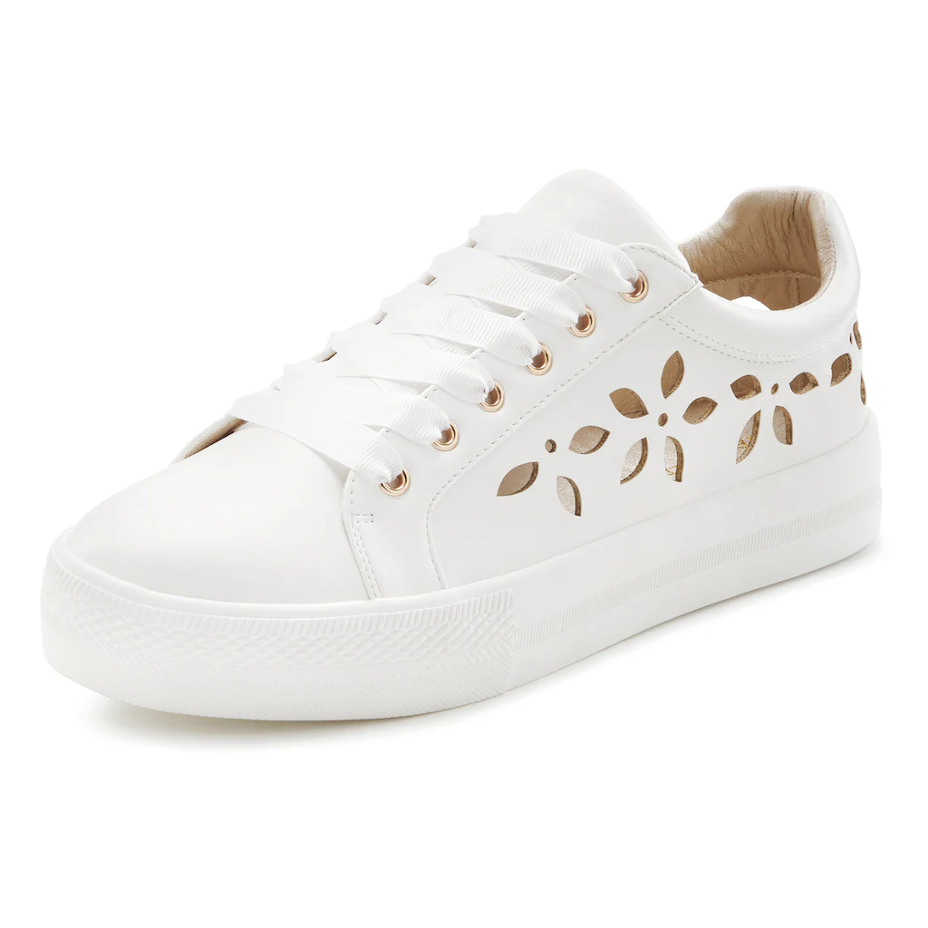 LASCANA Sneaker mit kleinen Cut-Outs Schnürhalbschuhe Freizeitschuhe VEGAN ▷ für Clearance-Verkauf