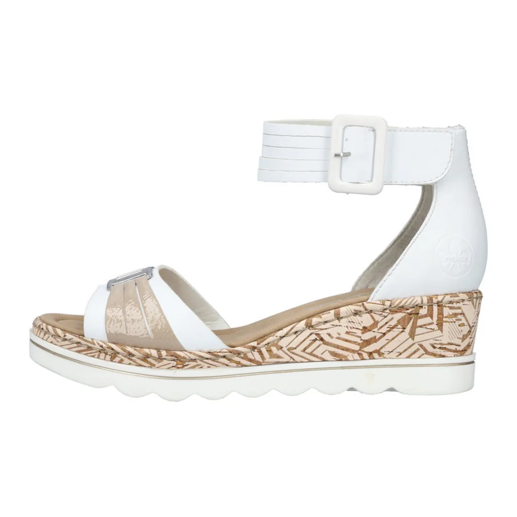 Rieker Keilsandalette Sommerschuh Sandale Keilabsatz mit Print an der Laufsohle online kaufen Fabrikladen
