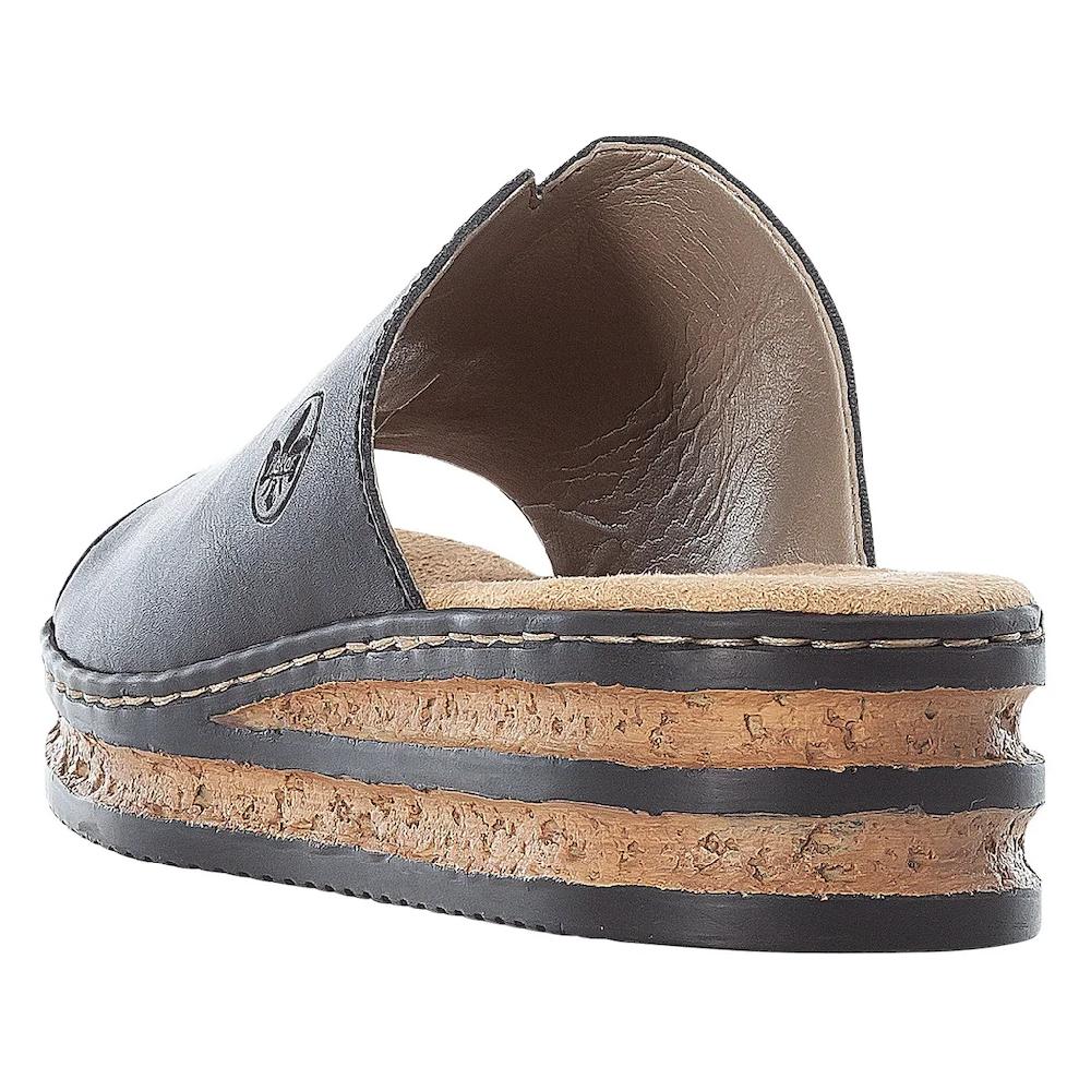 Rieker Pantolette Plateau Sommerschuh Schlappen in klassischer Optik online bestellen Kostenloser Versand