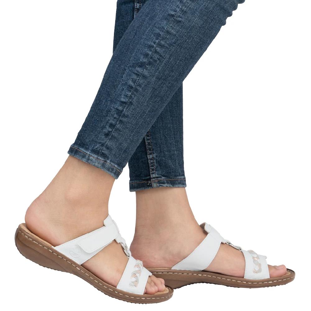 Rieker Pantolette Keilabsatz Sommerschuh Schlappen in sommerlicher Optik online kaufen Schlussverkauf