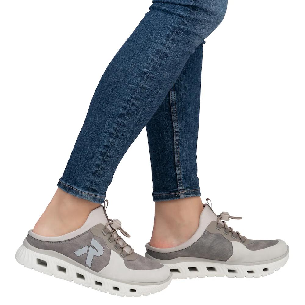 RIEKER Sport Clog Schlupfschuh Sabot Sneaker mit aufgesetztem Schnellverschluss Große Rabatte
