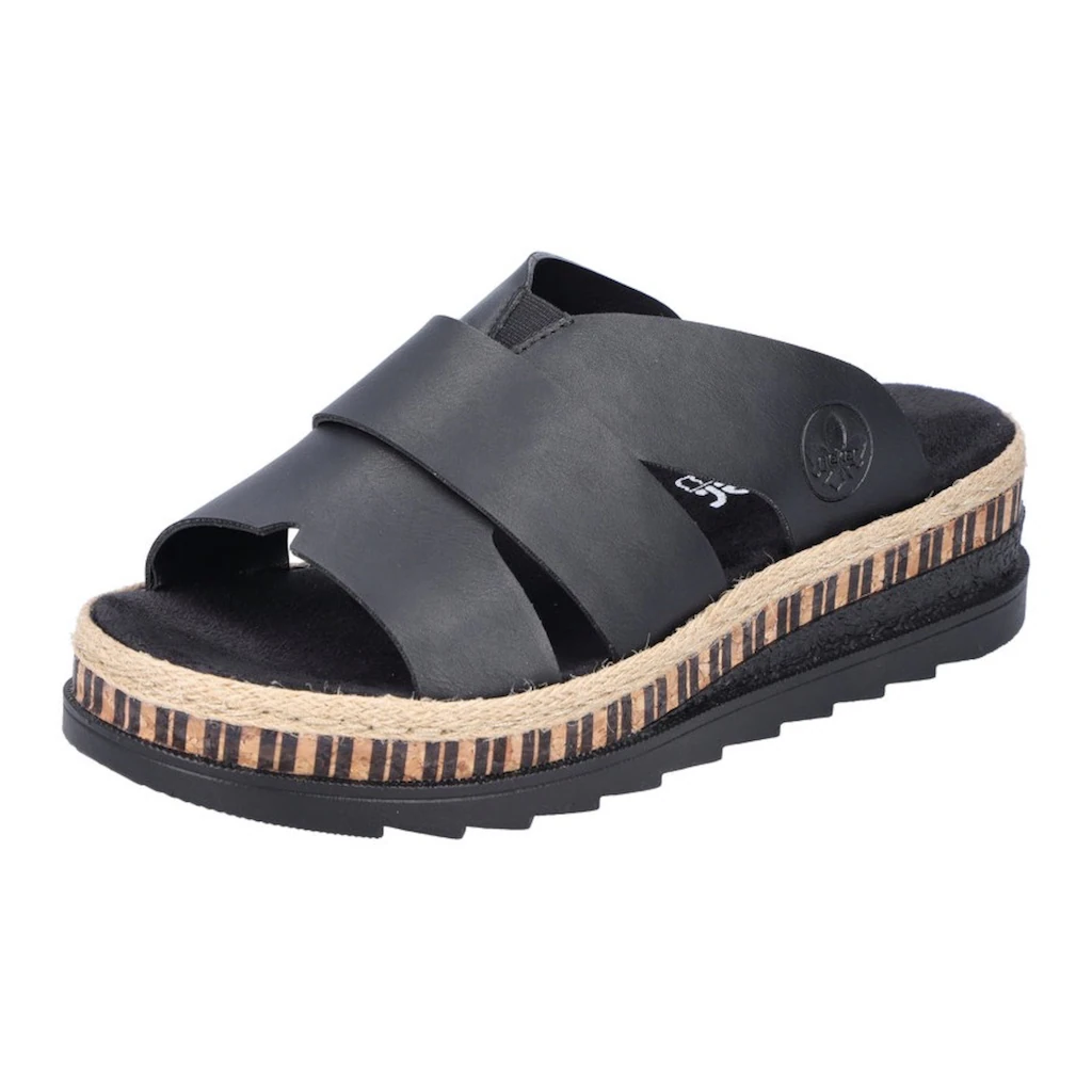 Rieker Pantolette Keilabsatz Sommerschuh Schlappen mit Bastumrahmung bestellen Letzte 3 Tage