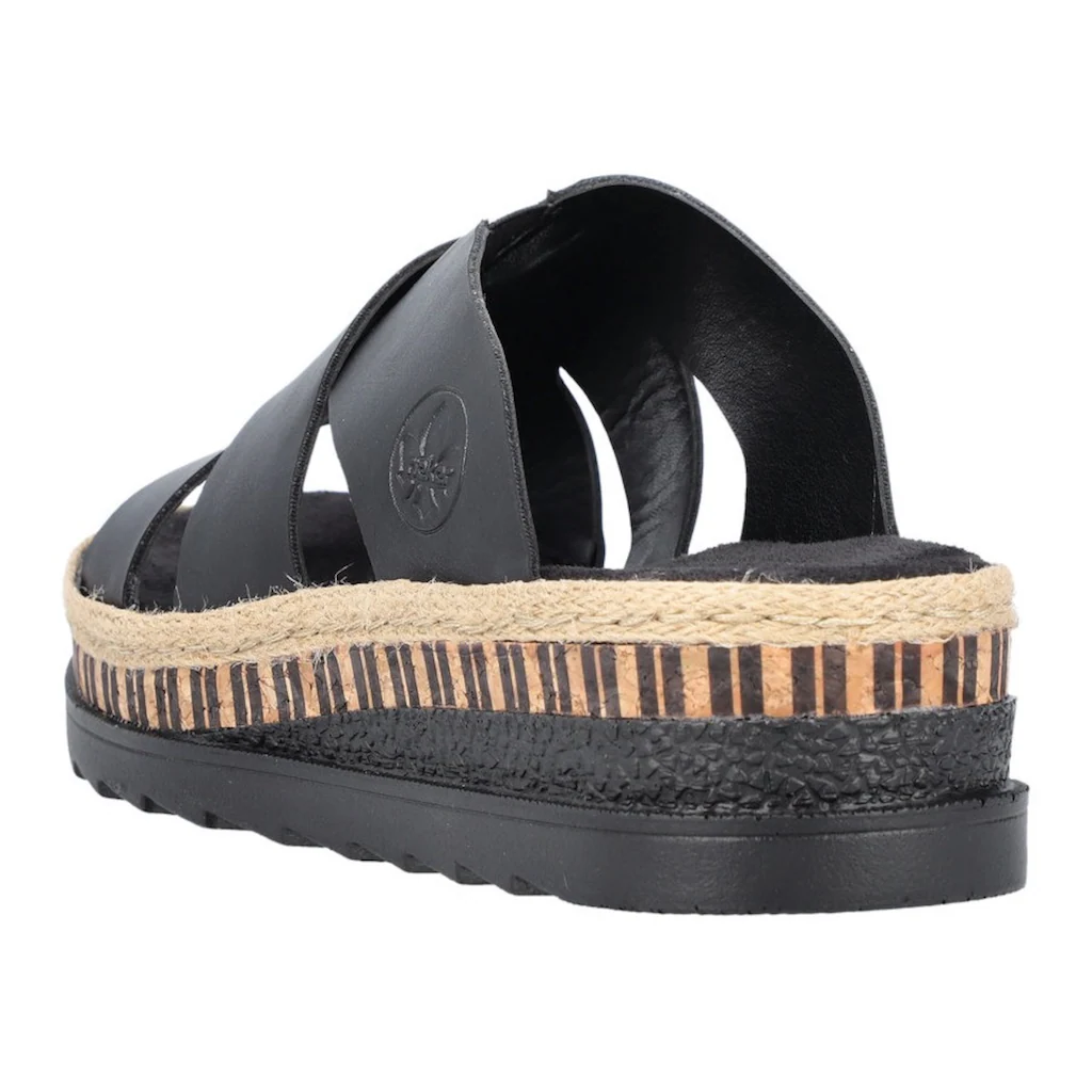 Rieker Pantolette Keilabsatz Sommerschuh Schlappen mit Bastumrahmung bestellen Letzte 3 Tage