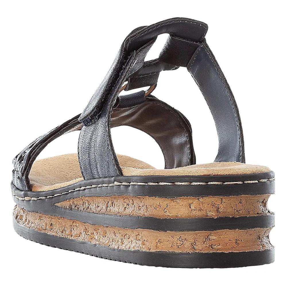 Rieker Pantolette Keilabsatz Sommerschuh Schlappen mit Riemchen in Flechtoptik ▷ für 50% Rabatt für begrenzte Zeit