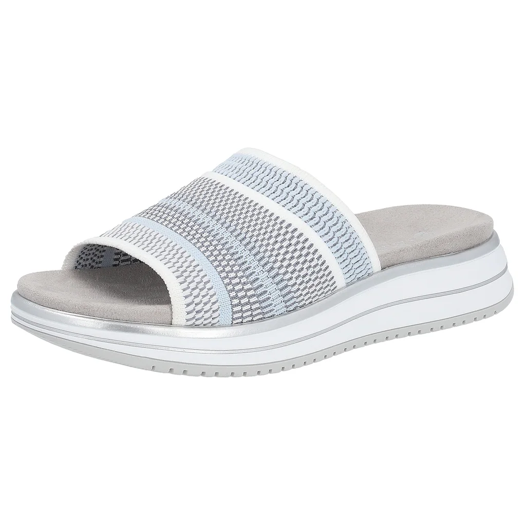 Remonte Pantolette Keilabsatz Sommerschuh Schlappen mit praktischem Gummizug ▷ für