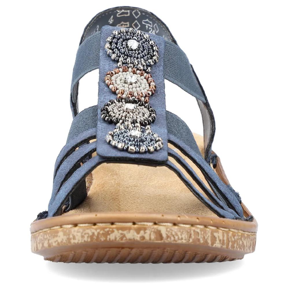 Rieker Riemchensandale Sommerschuh Sandalette Keilabsatz mit Zierperlen besetzt bestellen Preisnachlass