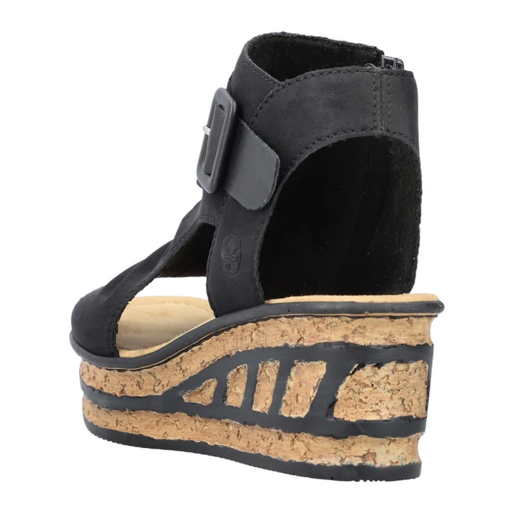 Rieker Keilsandalette Sommerschuh Sandale Keilabsatz mit Reißverschluss innen bestellen VIP-Rabatte