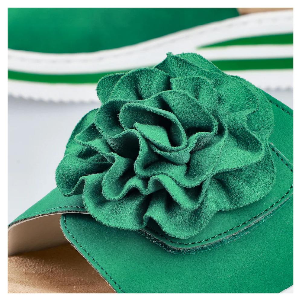 Rieker Pantolette Sommerschuh Poolslide Strandschuh Keilabsatz mit Klettverschluss Tiefpreis