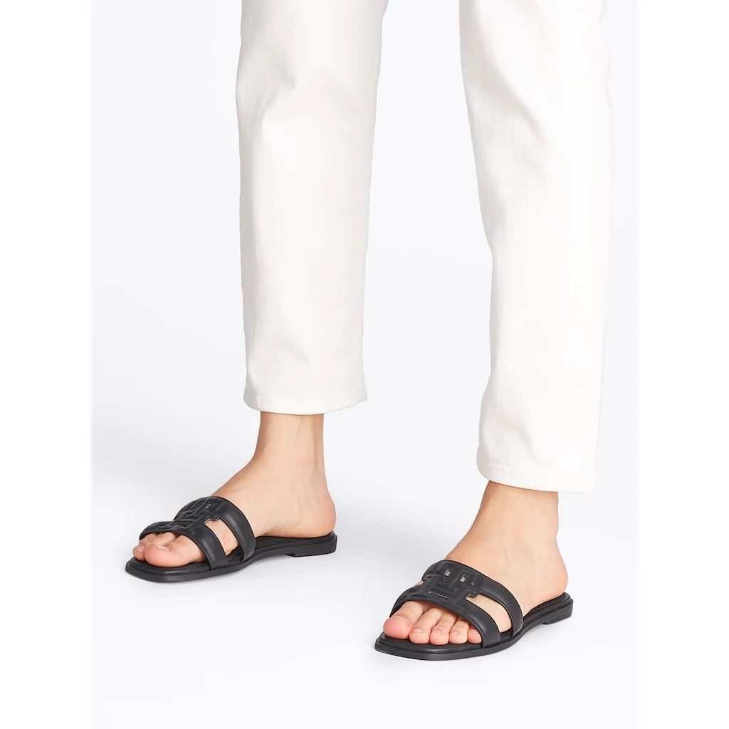 Tommy Hilfiger Pantolette »TH LOGO STRAP MULE« Bequemschuh Sommerschuh Flats mit TH-Logo Blitzverkäufe