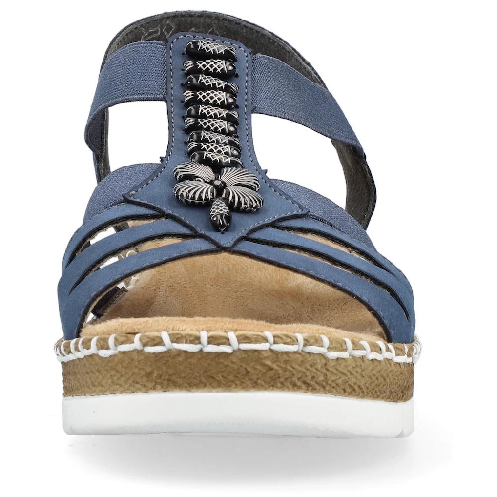 Rieker Riemchensandale Sommerschuh Sandalette Keilabsatz mit modischen Schmuckelementen ▷ für Top Angebot