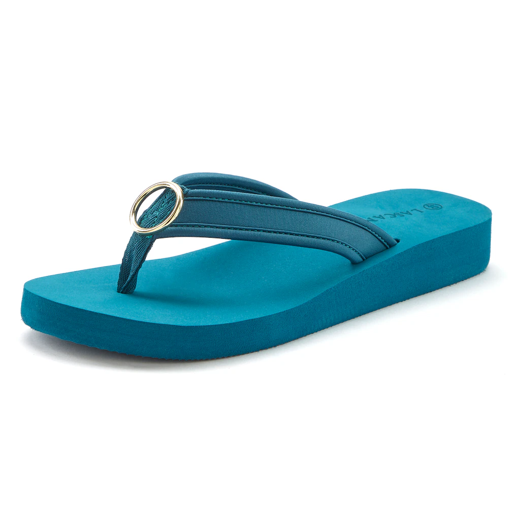 LASCANA Badezehentrenner Sandale Pantolette Badeschuh mit Ringapplikation "Italy" VEGAN VIP-Rabatte