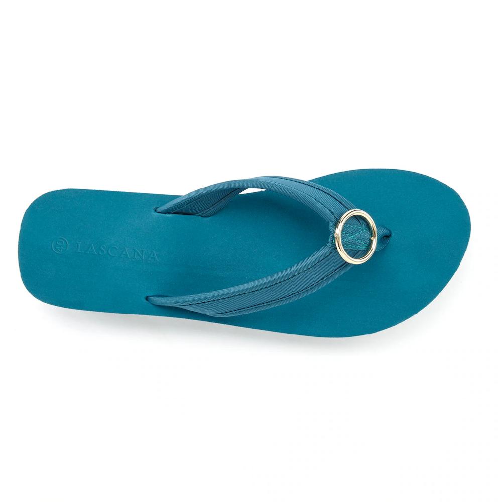LASCANA Badezehentrenner Sandale Pantolette Badeschuh mit Ringapplikation "Italy" VEGAN VIP-Rabatte