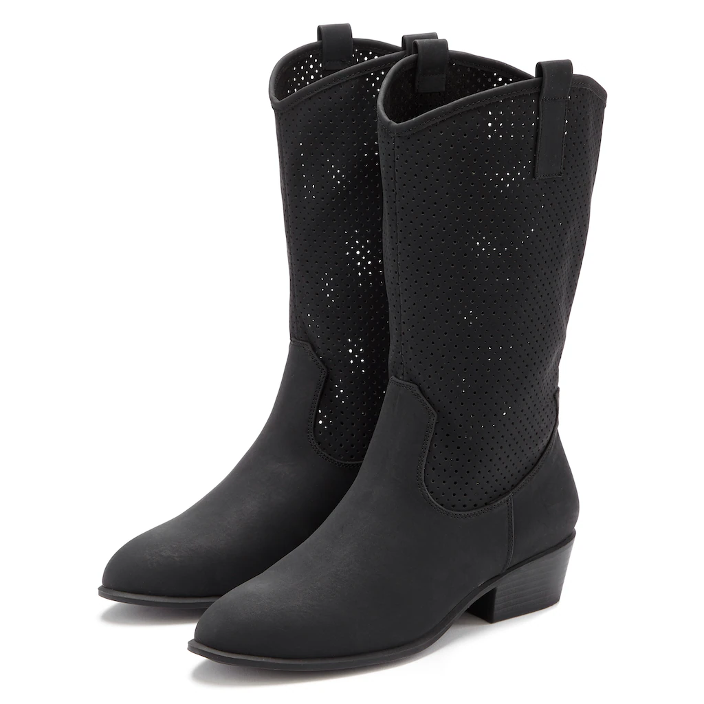 LASCANA Westernstiefel Sommer Boots Ankle Stiefelette Schlupfstiefel Cowboy-Look Cut-Outs kaufen Super Sparpreis