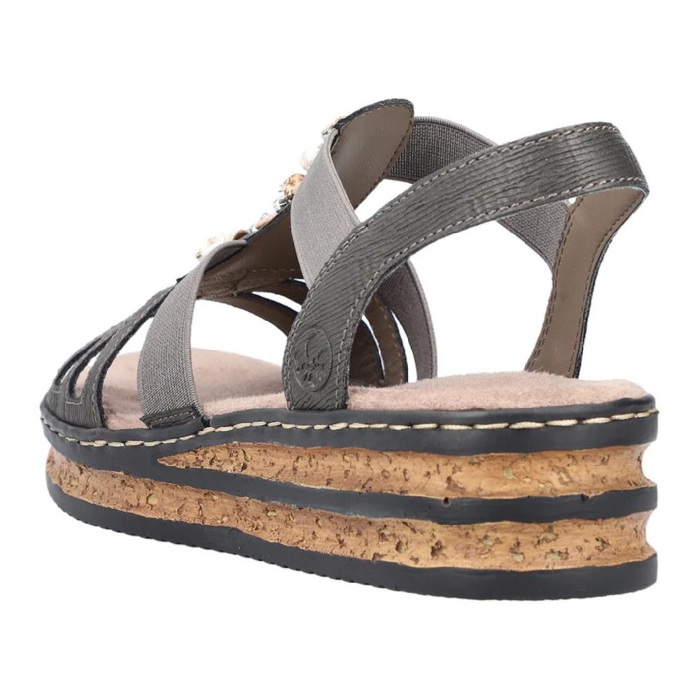 Rieker Riemchensandale Sommerschuh Sandalette Keilabsatz mit Schmucksteinen besetzt ▷ für Flash Sale