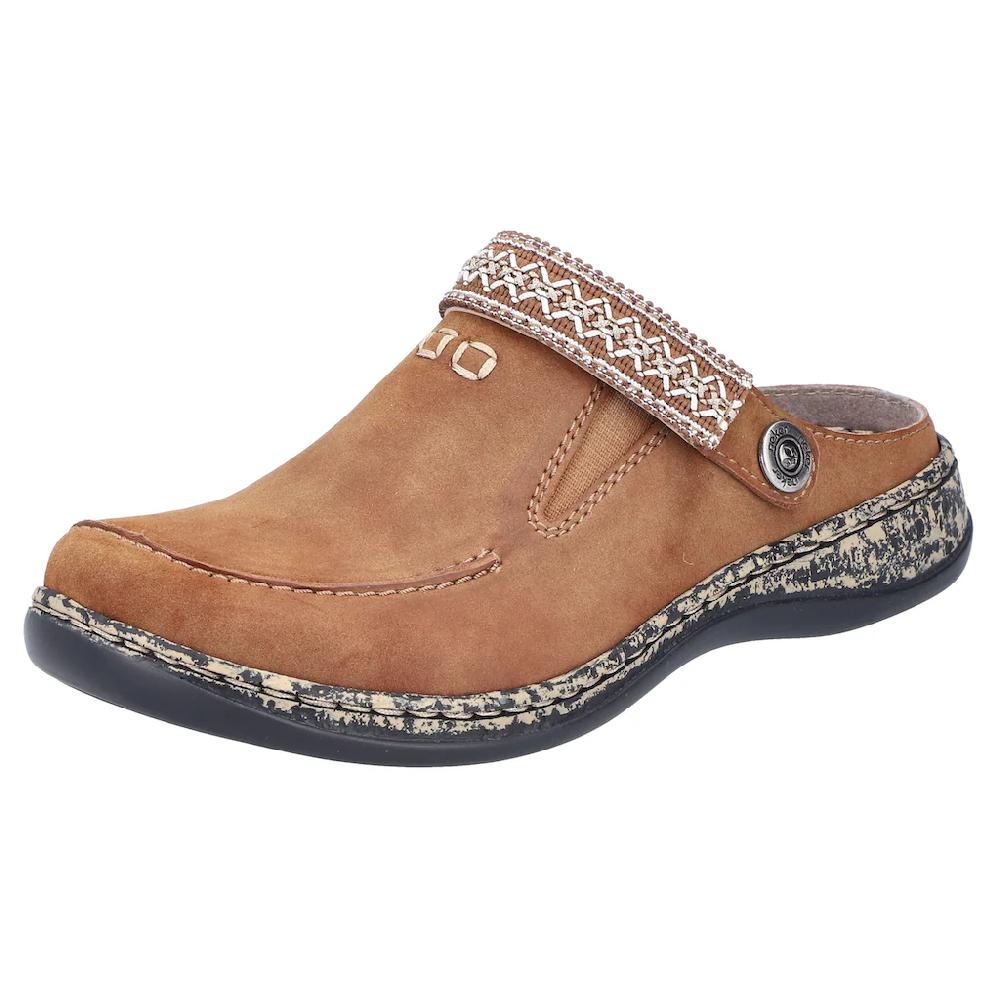 Rieker Clog Sabot Schlupfschuh Schlappen mit kleinem Stretcheinsatz