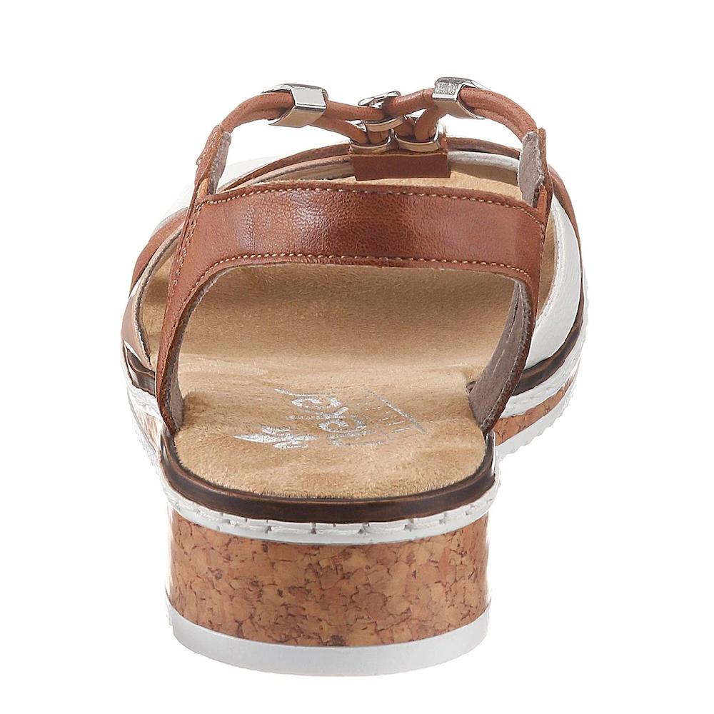 Rieker Riemchensandale Sommerschuh Sandalette Keilabsatz mit Accessoires verziert bestellen Räumungsverkauf