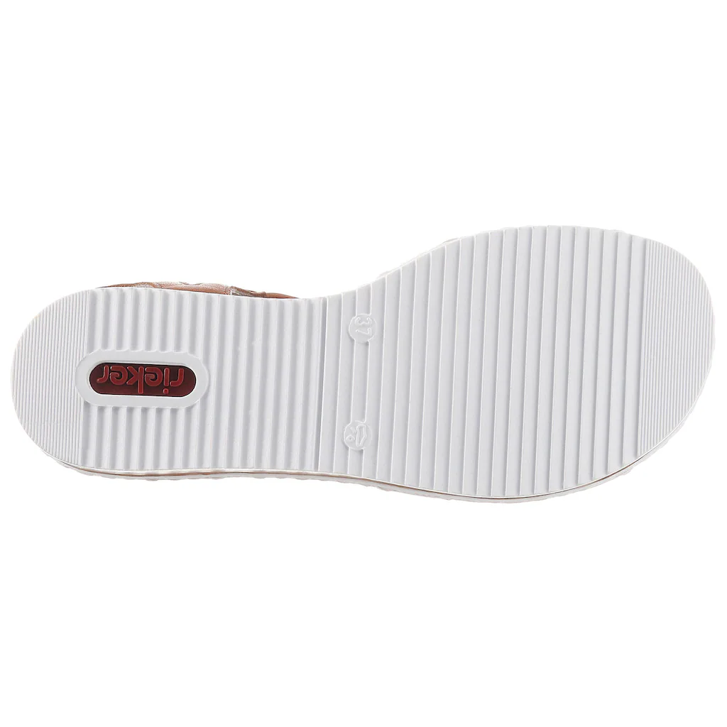 Rieker Riemchensandale Sommerschuh Sandalette Keilabsatz mit Accessoires verziert bestellen Räumungsverkauf