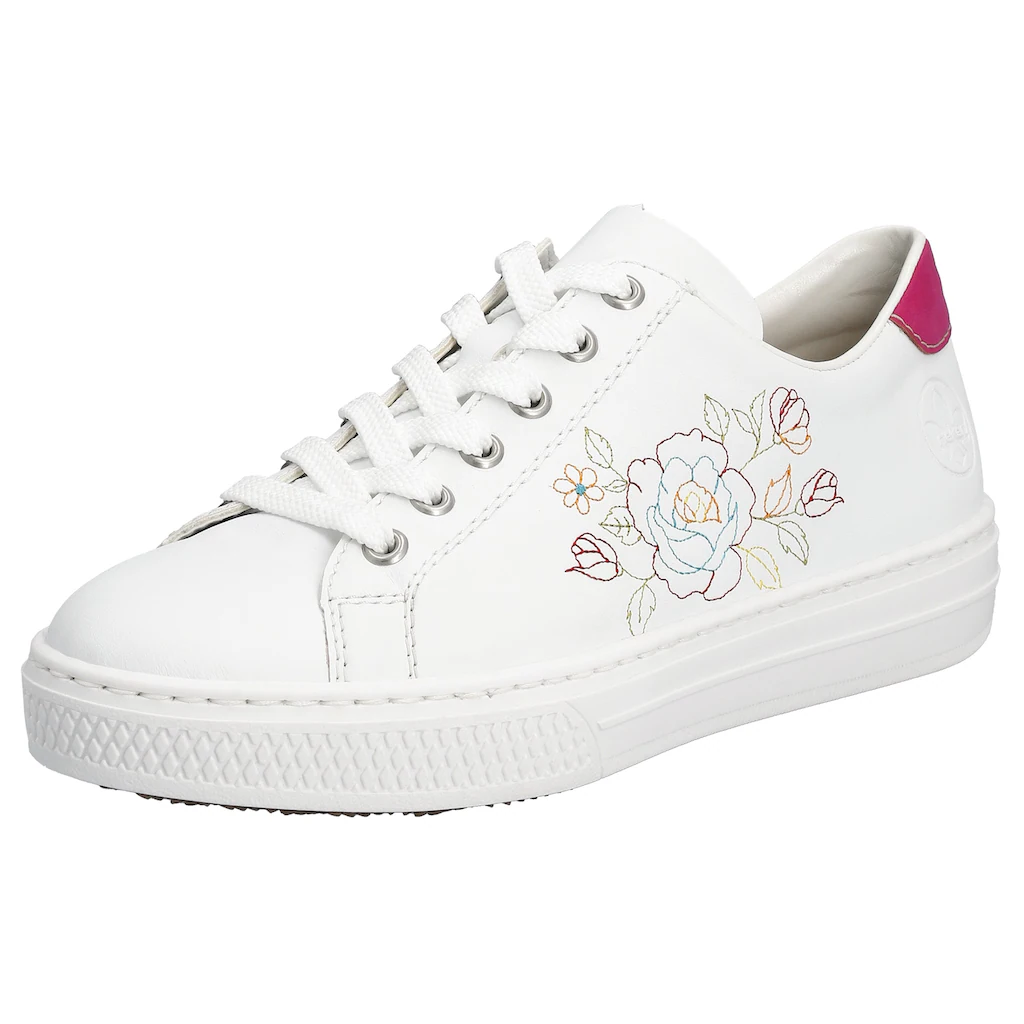 Rieker Sneaker mit seitlicher Blumenstickerei Freizeitschuh Halbschuh Schnürschuh kaufen Fabrikverkauf