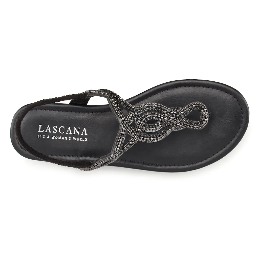 LASCANA Zehentrenner »Sandale Pantolette« Sandale mit Schmucksteinen in Glitzer-Optik VEGAN online kaufen Großer Ausverkauf