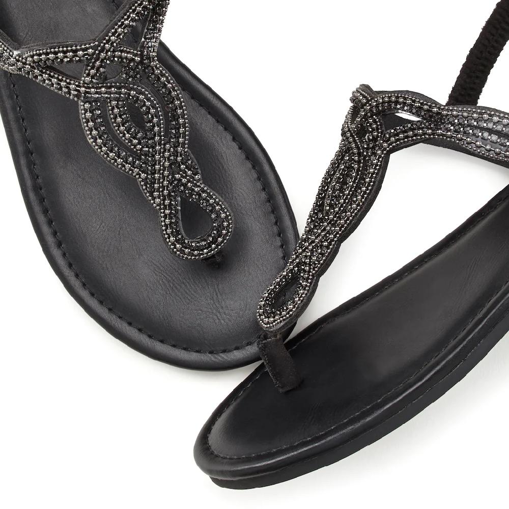 LASCANA Zehentrenner »Sandale Pantolette« Sandale mit Schmucksteinen in Glitzer-Optik VEGAN online kaufen Großer Ausverkauf