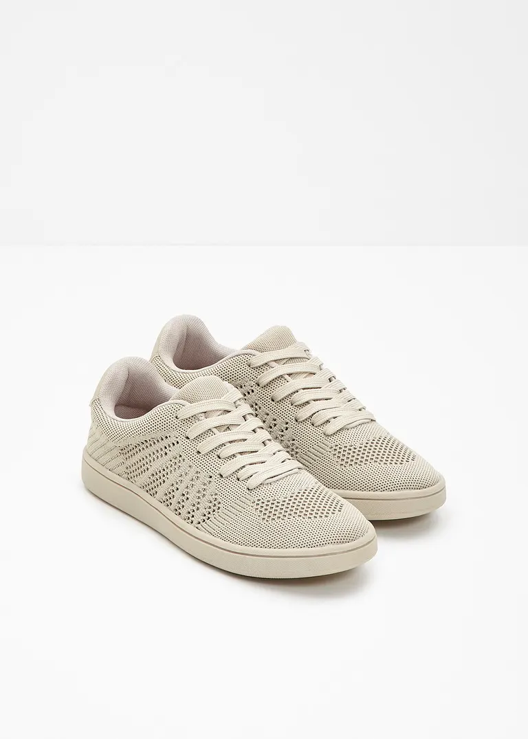 bonprix Sportlicher Sneaker aus luftigem Obermaterial - beige Black Friday