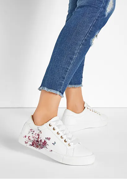 bonprix Süßer Sneaker mit Blumenprint - weiß - Damen Cyber Monday