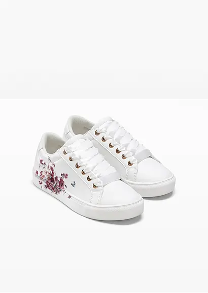 bonprix Süßer Sneaker mit Blumenprint - weiß - Damen Cyber Monday