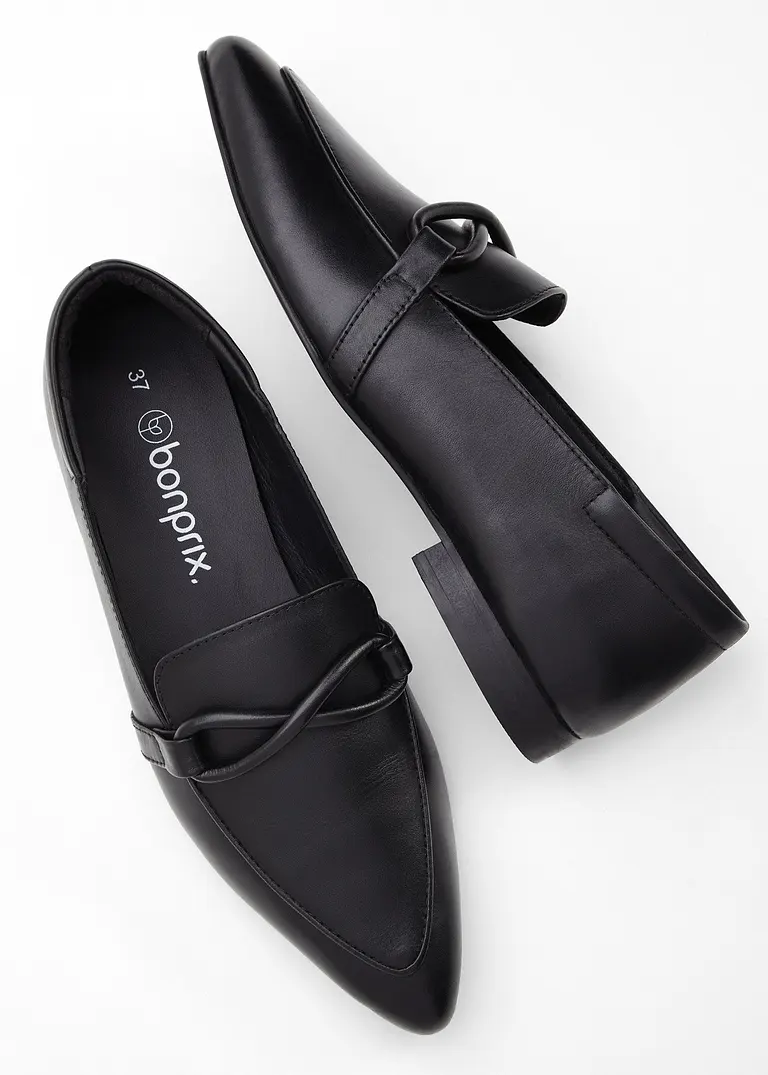 bonprix Eleganter Loafer aus Leder - schwarz - Damen Jubiläumsangebot
