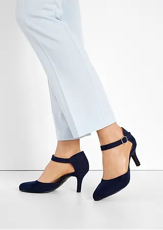 bonprix Hübscher Spangenpumps in Velourslederoptik - blau Neueste Mode