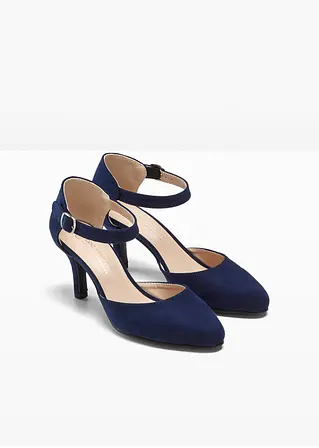 bonprix Hübscher Spangenpumps in Velourslederoptik - blau Neueste Mode