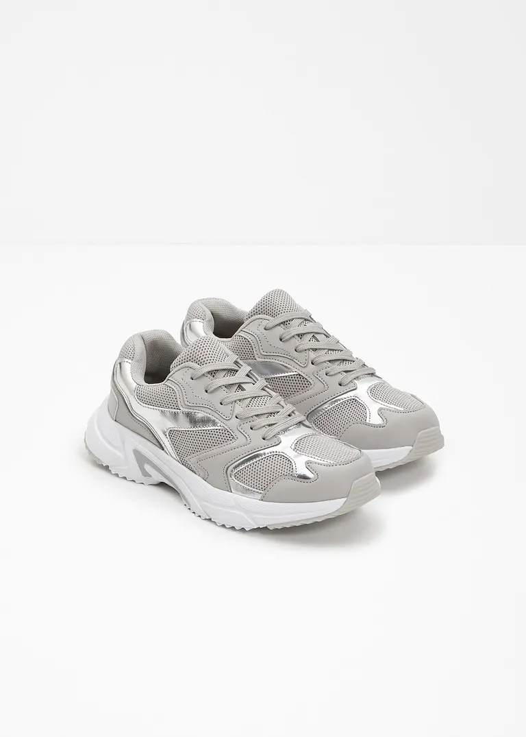 bonprix Sportlicher Chunky Sneaker mit Metallic Details - grau Zeitlich begrenztes Angebot