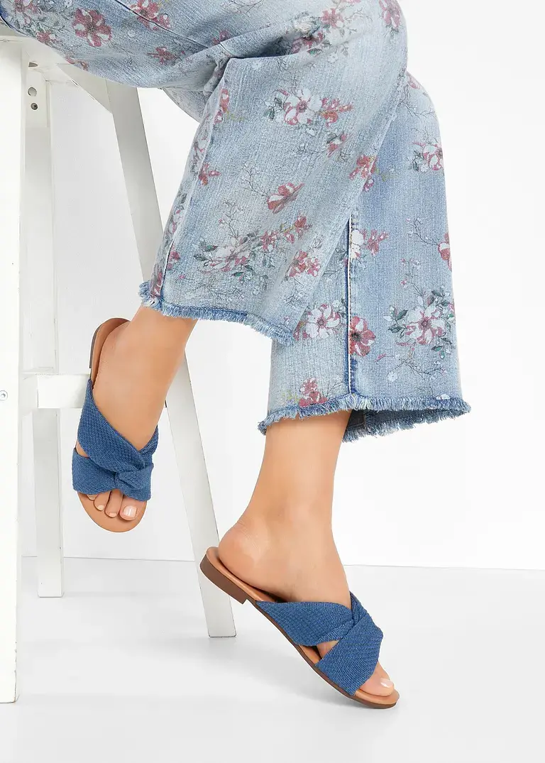 bonprix Sommerliche Pantolette mit Knotendetail - blau - Damen Tägliche Deals