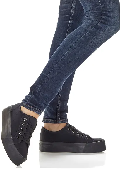 bonprix Schicker Plateausneaker von RAINBOW mit Schnürung - schwarz JETZT KAUFEN