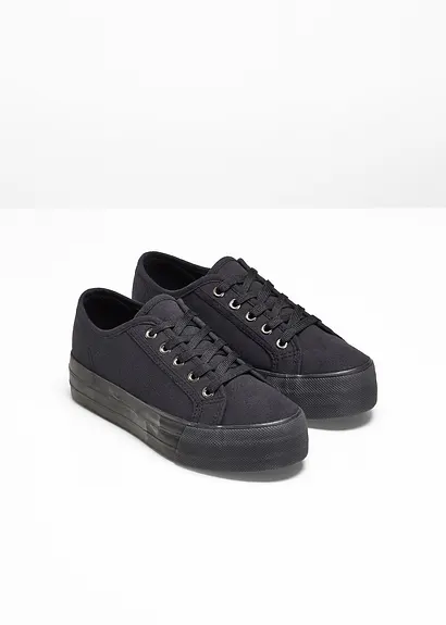 bonprix Schicker Plateausneaker von RAINBOW mit Schnürung - schwarz JETZT KAUFEN