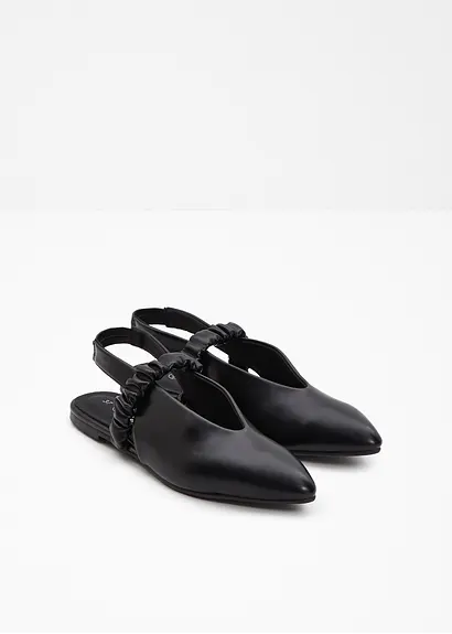 bonprix Modische Sling Ballerina mit Raffung - schwarz - Damen Letzter Tag
