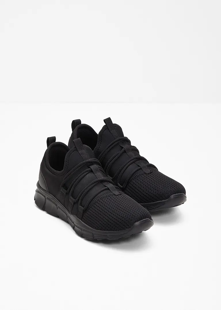bonprix Sportlicher Sneaker mit einer aufgesetzten Schnürung - schwarz Zeitbegrenzte Promotion