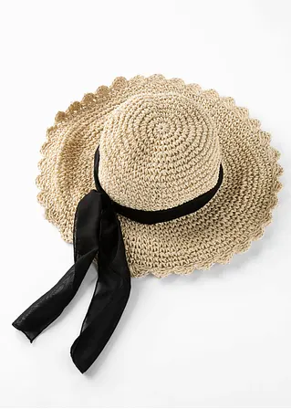 bonprix Süßer Sonnenhut mit farblich abgesetztem Band - beige
